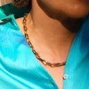 Naszyjnik z pozłacanych i rutenowanych grubych ogniw. NA ZMIANĘ