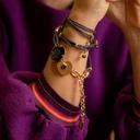 Skórzana bransoletka z kryształem i zawieszką sercem. ELIZABETH