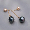 Kolczyki ze szklanymi perłami w kolorze szampana i petrol. CIEPŁE MYŚLI