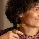 Kolczyki wiszące z ważkami i czarnymi kryształkami. TO JEST ENERGIA