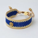 Wąska bransoletka tkana z paciorków Miyuki z dekorem. COTE D'AZUR