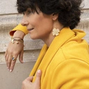 Duży złocony pierścionek z niebieskim kryształem. NIEBIESKIE OCZY