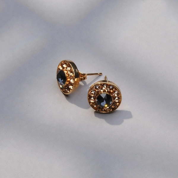 Złocone kolczyki z kryształami w tonach montana i szampana. ZŁOTE ŚWIATŁO