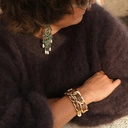 Pozłacana pancerka z paskiem z brązowej ekoskóry. PLAŻA IPANEMA