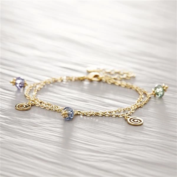 Bransoletka z podwójnym łańcuszkiem z zawieszkami. EFEMERYCZNA