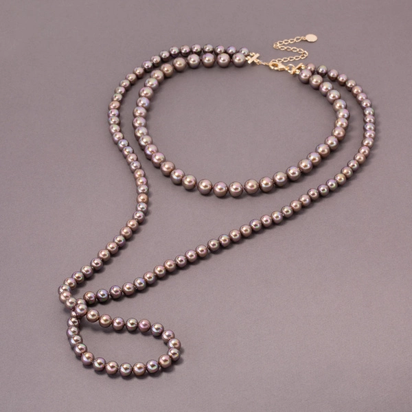 Naszyjnik ze szklanych pereł Majorka w kolorze mokka. CAFFE FERNANDA