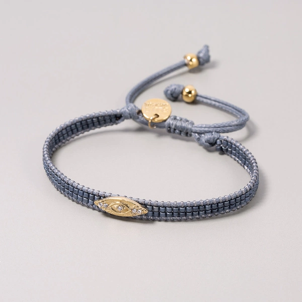 Wąska bransoletka tkana z paciorków Miyuki z dekorem. EDITH