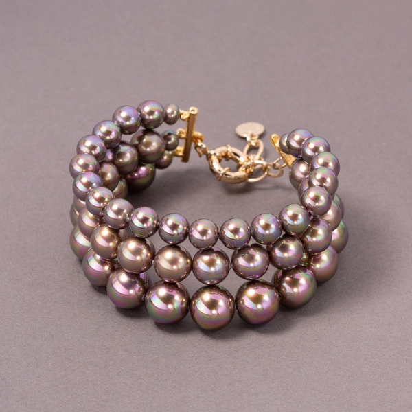 Bransoletka ze szklanych pereł Majorka w kolorze mokka. PRZYPŁYW MOCY