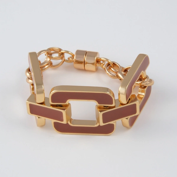 Pozłacana bransoletka z ogniw emaliowanych na brąz. JESIENNY PARIS