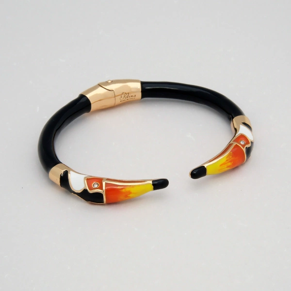 Pozłacana bransoletka z głowami tukanów z cyrkoniami. TOKI TUKANÓW