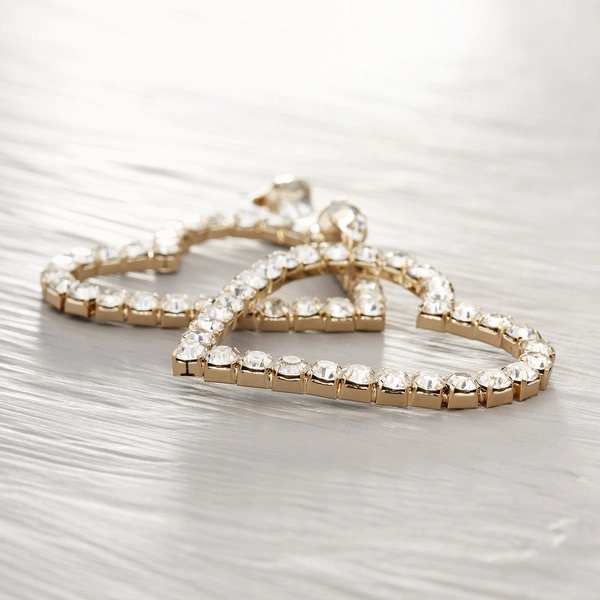 Duże wiszące kolczyki serca wysadzane cyrkoniami. SUNSET BEACH