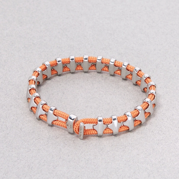 Bransoletka męska ze stali z pomarańczową linką. NA REJACH