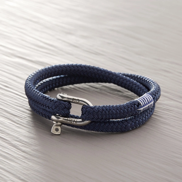 Bransoletka męska z granatowej liny żeglarskiej z szeklą. OJCIEC I SYN