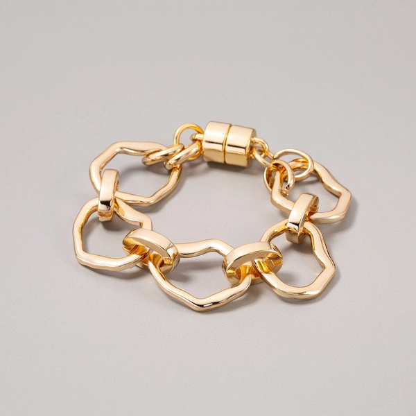 Złocona bransoletka z grubych podwójnych ogniw. BONA FORZA