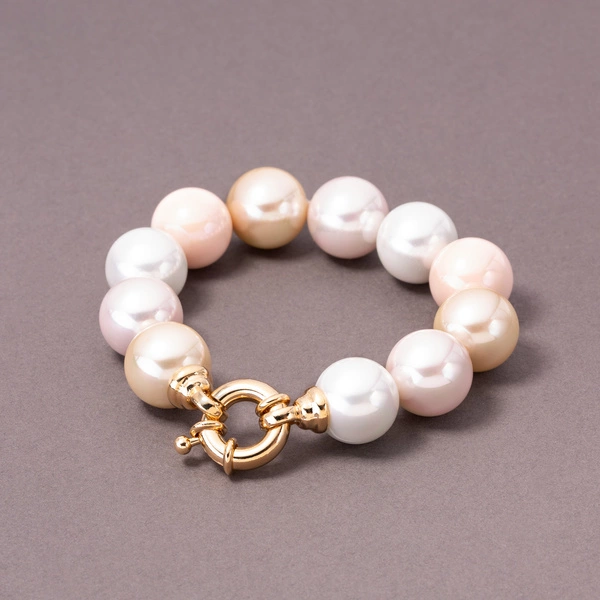 Bransoletka z białych i różowych szklanych pereł. POCZĄTEK DNIA