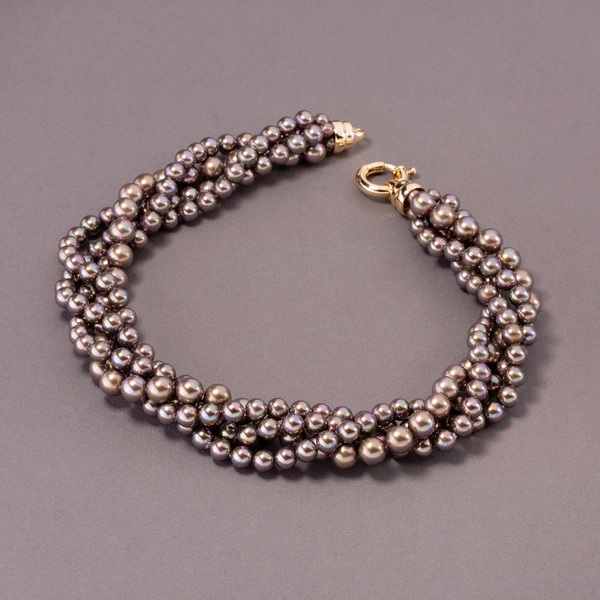 Naszyjnik ze szklanych pereł Majorka w kolorze mokka. KAWA Z CZEKOLADĄ