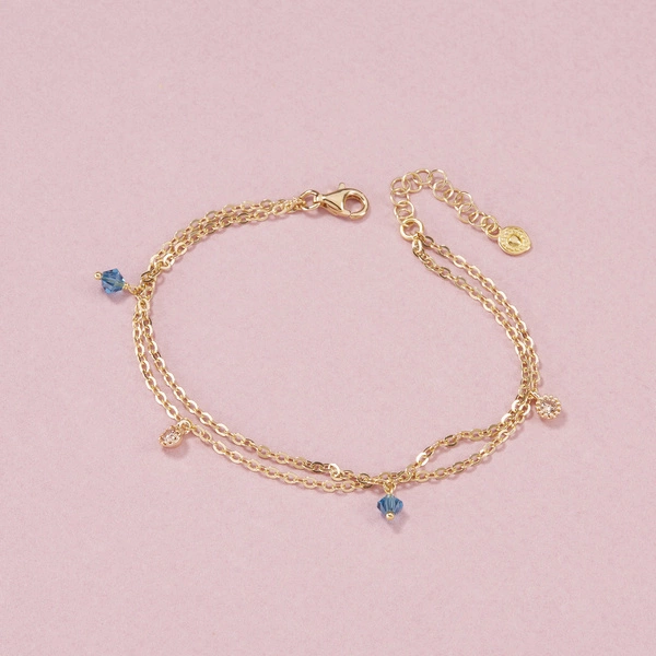 Bransoletka na podwójnym łańcuszku z kryształkami. BUKIECIK IRYSÓW