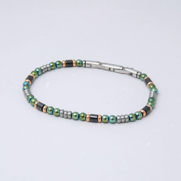 Bransoletka z kamieni i krążków ze stali szlachetnej. WYSPA SKARBÓW