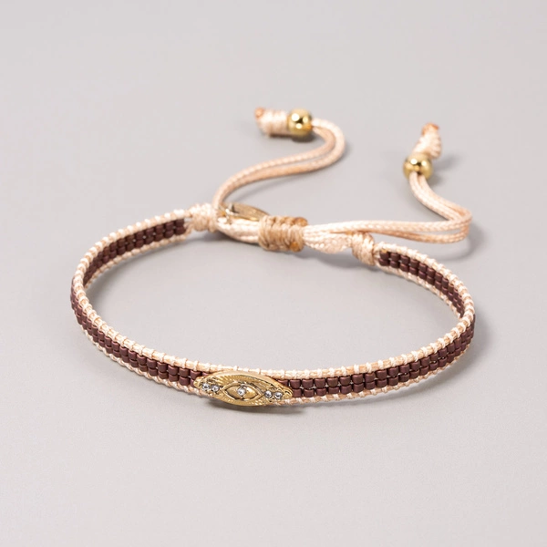 Wąska bransoletka tkana z paciorków Miyuki z dekorem. SOPHIE