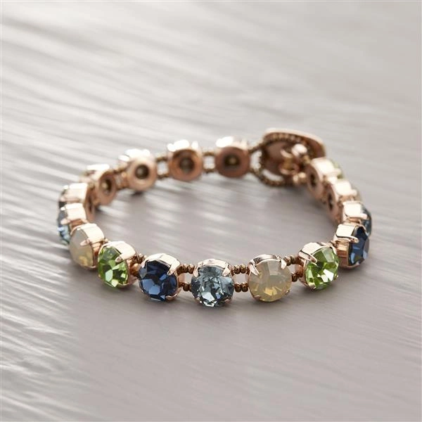 Bransoletka złocona różowym złotem z kryształami. JASNE CHWILE