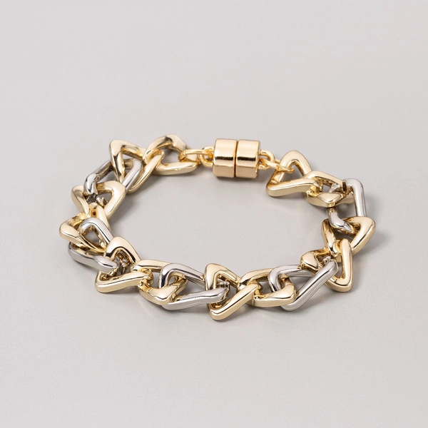 Bransoletka z posrebrzanych i pozłacanych trójkątnych ogniw. TRIANGULO AMOROSO