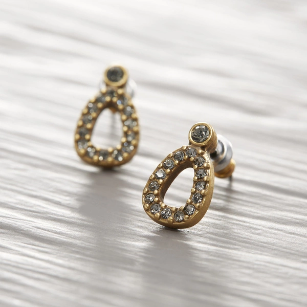 Kolczyki wkrętki o owalnym kształcie z kryształkami. BLYSZCZĄCE