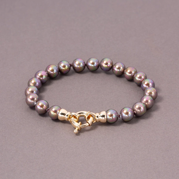 Bransoletka ze szklanych pereł Majorka w kolorze mokka. DŁUGI WIECZÓR