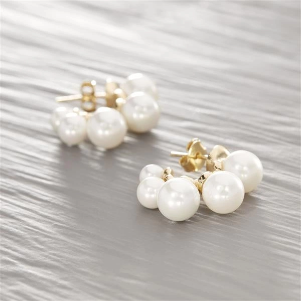 Kolczyki kółka z kulkami emaliowanymi na perłowo. MGLISTY PORANEK