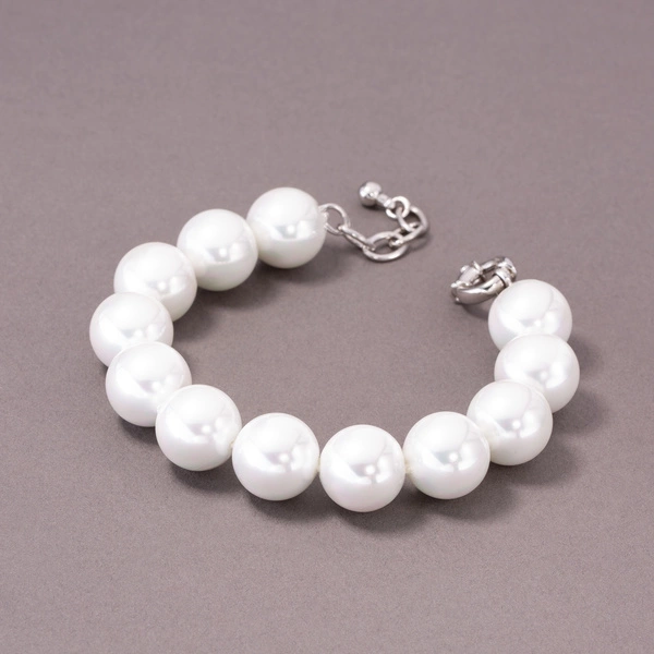 Bransoletka z białych szklanych pereł Majorka. TUZIN SZCZĘŚCIA