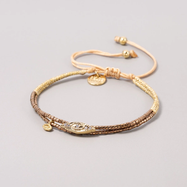 Wąska bransoletka tkana z paciorków Miyuki z dekorem. SOPHIE