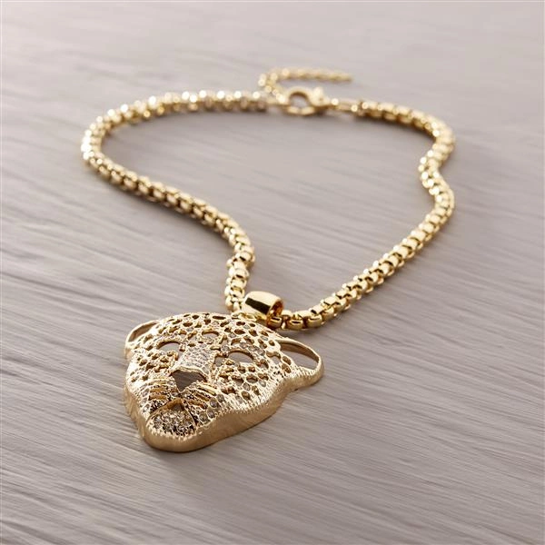 Wisiorek na łańcuszku z zawieszką - głową tygrysa. MODA WŁOSKA