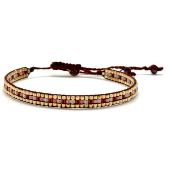 Wąska bransoletka z paciorków Miyuki w kolorze cabernet. LA FAMOSA BODEGA