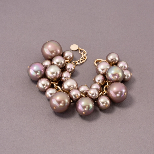 Bransoletka ze szklanymi perłami w kolorze mokka. MOKKA CAFE