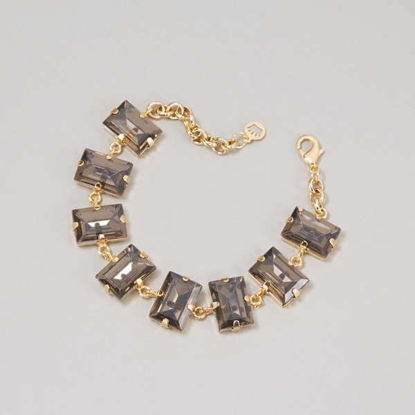 Pozłacana bransoletka z okazałymi szarymi kryształami. BLACK DIAMONDS