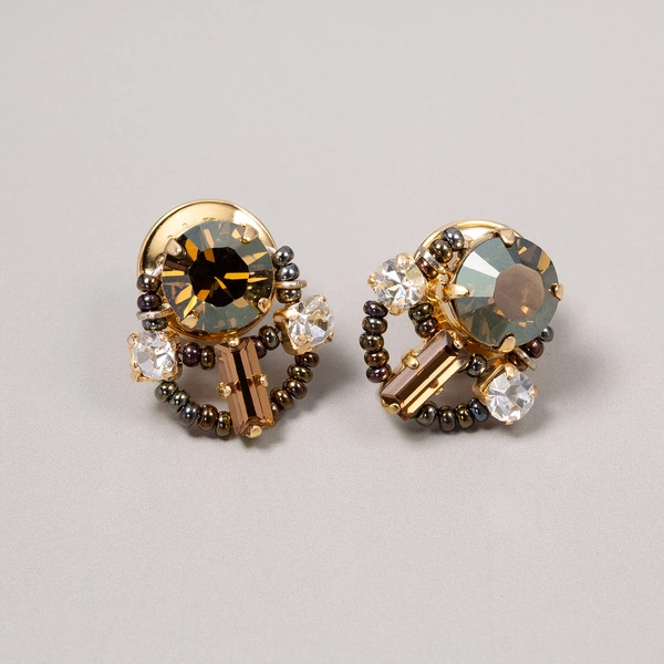 Złocone kolczyki z kryształkami w kolorze szampana. SZAMPAŃSKA NOC