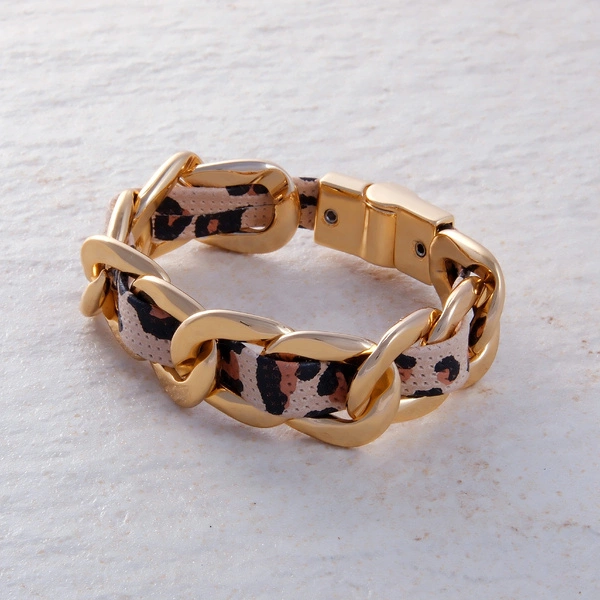 Pozłacana pancerka z ekoskórą z rozetami jaguara. DZIKA NATURA