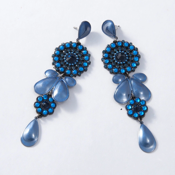 Kolczyki rozety z kobaltowych kryształów i kropli. LUNA SUL CANALE