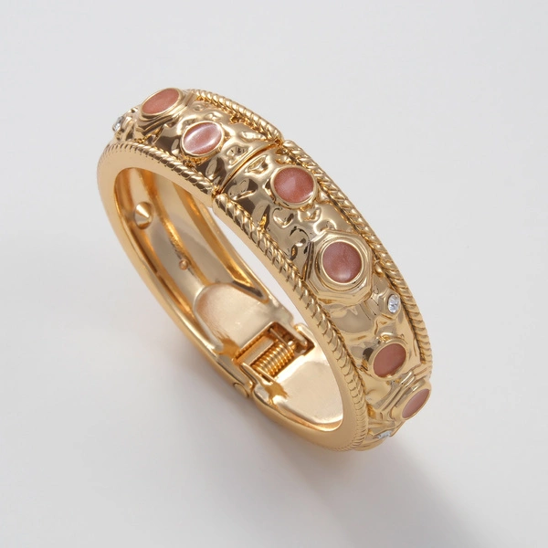 Pozłacana bransoletka z brązową emalią i cyrkoniami. DWORSKIE UCIECHY