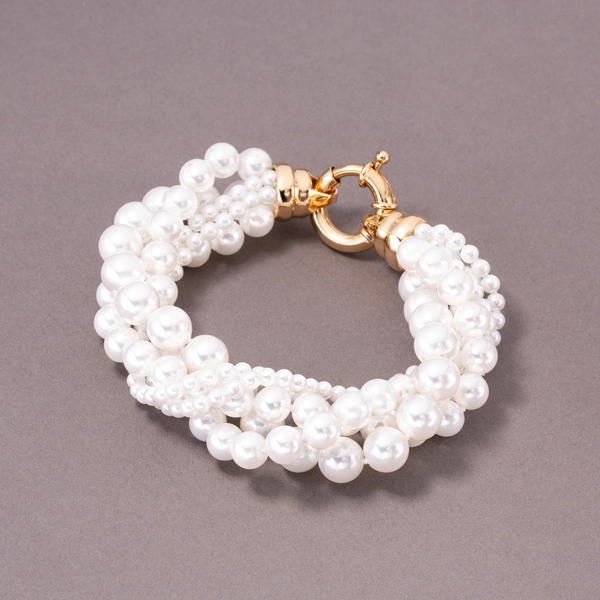 Pięciorzędowa bransoletka ze szklanych pereł Majorka. SPLECIONE UCZUCIA