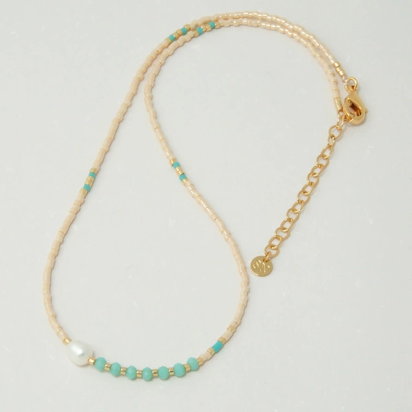 Naszyjnik z paciorków Miyuki z perłą i koralikami. PLAŻA MALAGUETA