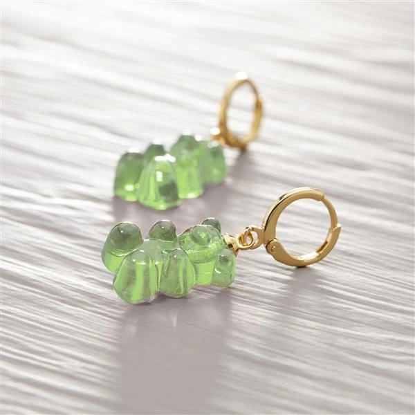 Pozłacane kolczyki kółka z zawieszką z żelkem Haribo. NA PRZEKÓR