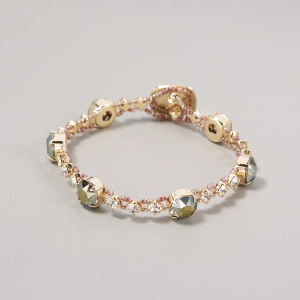 Pozłacana bransoletka z koralikami i kryształkami. SAMBA