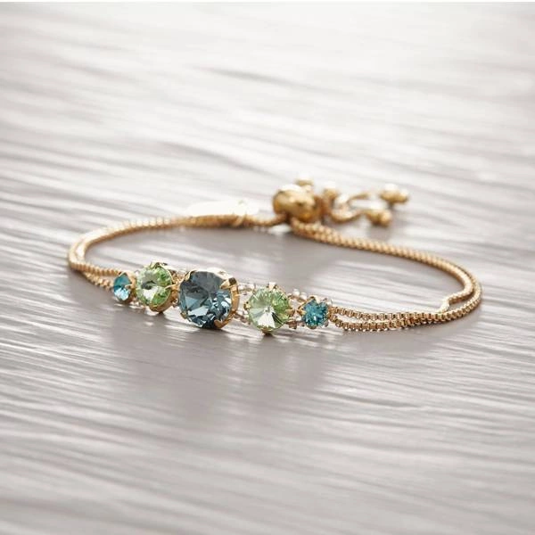 Podwójna bransoletka na łańcuszku z kryształkami. DELIKATNE PIĘKNO