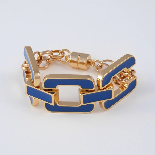 Pozłacana bransoletka z ogniw emaliowanych na granat. MILANO NOCĄ