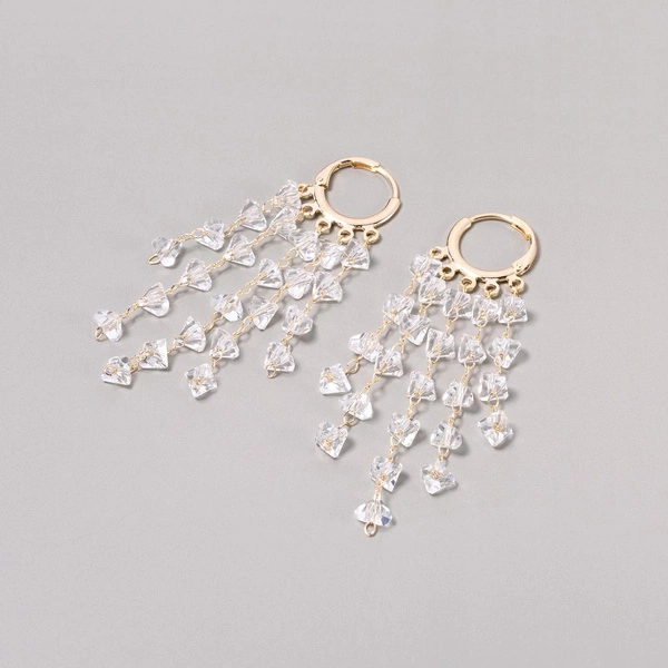 Pozłacane kolczyki girlandy z przezroczystymi cyrkoniami. KASKADY IGUAZU