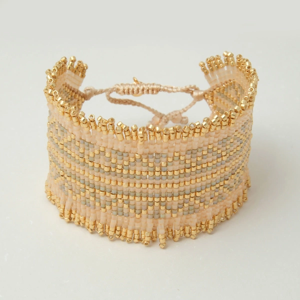 Szeroka bransoletka ręcznie tkana z paciorków Miyuki. PLAZA DE TOROS