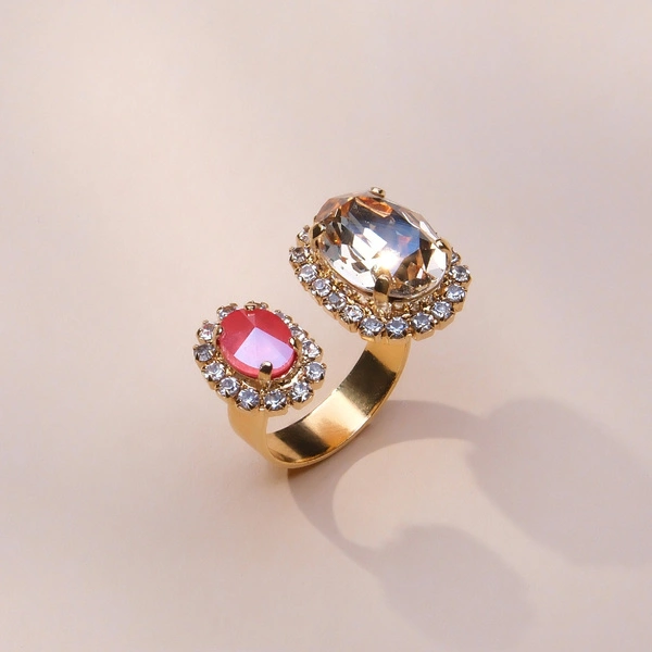 Pierścionek z różowym i miodowym kryształem. TWOJE ZASADY