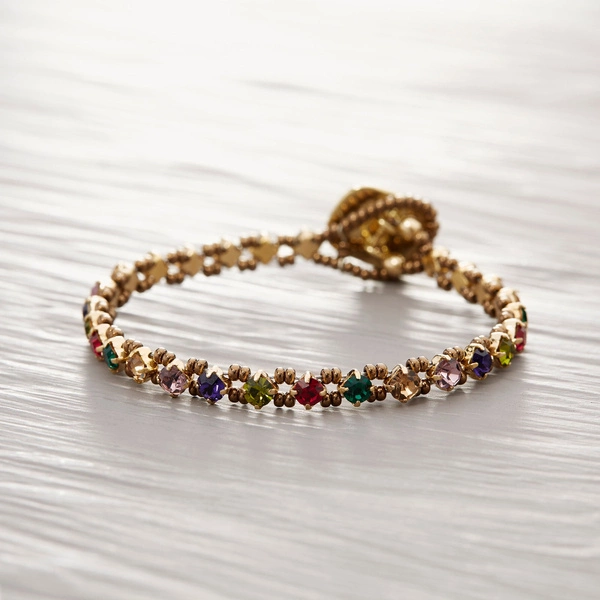 Drobna bransoletka z różnokolorowymi kryształkami. KWIATY POLNE