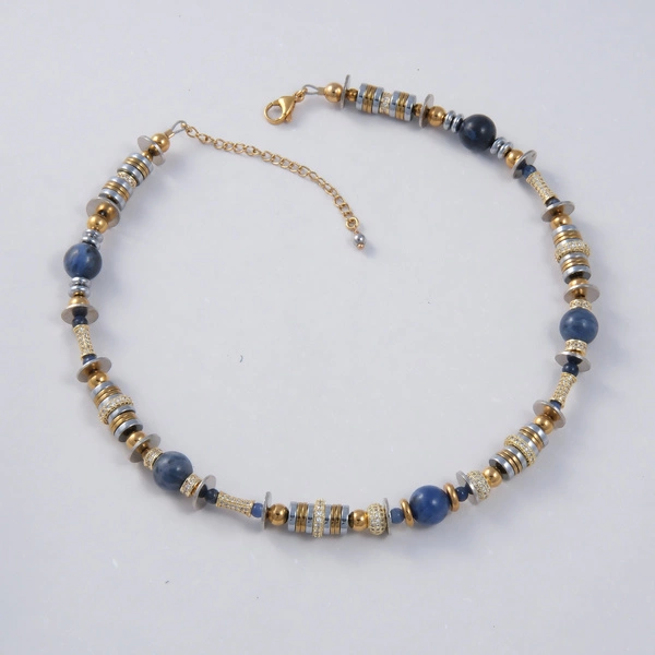 Naszyjnik z kobaltowymi sodalitami i cyrkoniami. LA SEINE BLEUE