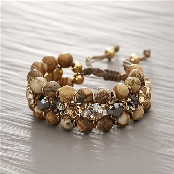 Bransoletka na sznurku z naturalnymi kamieniami. ORZECHOWY PRZYSMAK